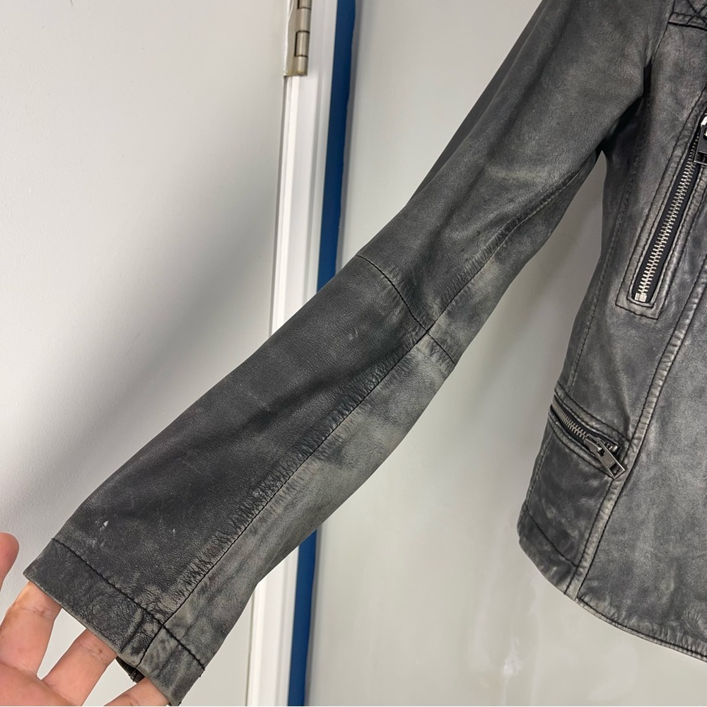 All Saints Black Leather Biker Jacket US 2 - Picture 6 of 14